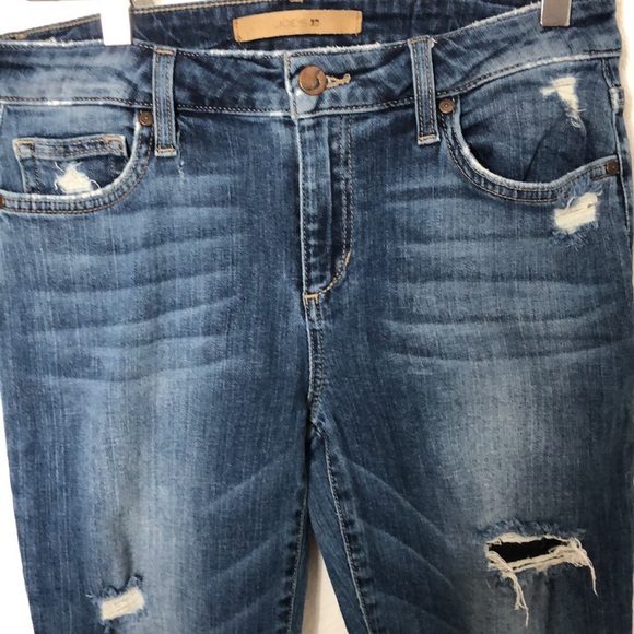 JOE’S Mid Rise Waist Destroyed Ripped & Frayed Keagan Skinny Ankle Jeans Sz 28 - Picture 3 of 12